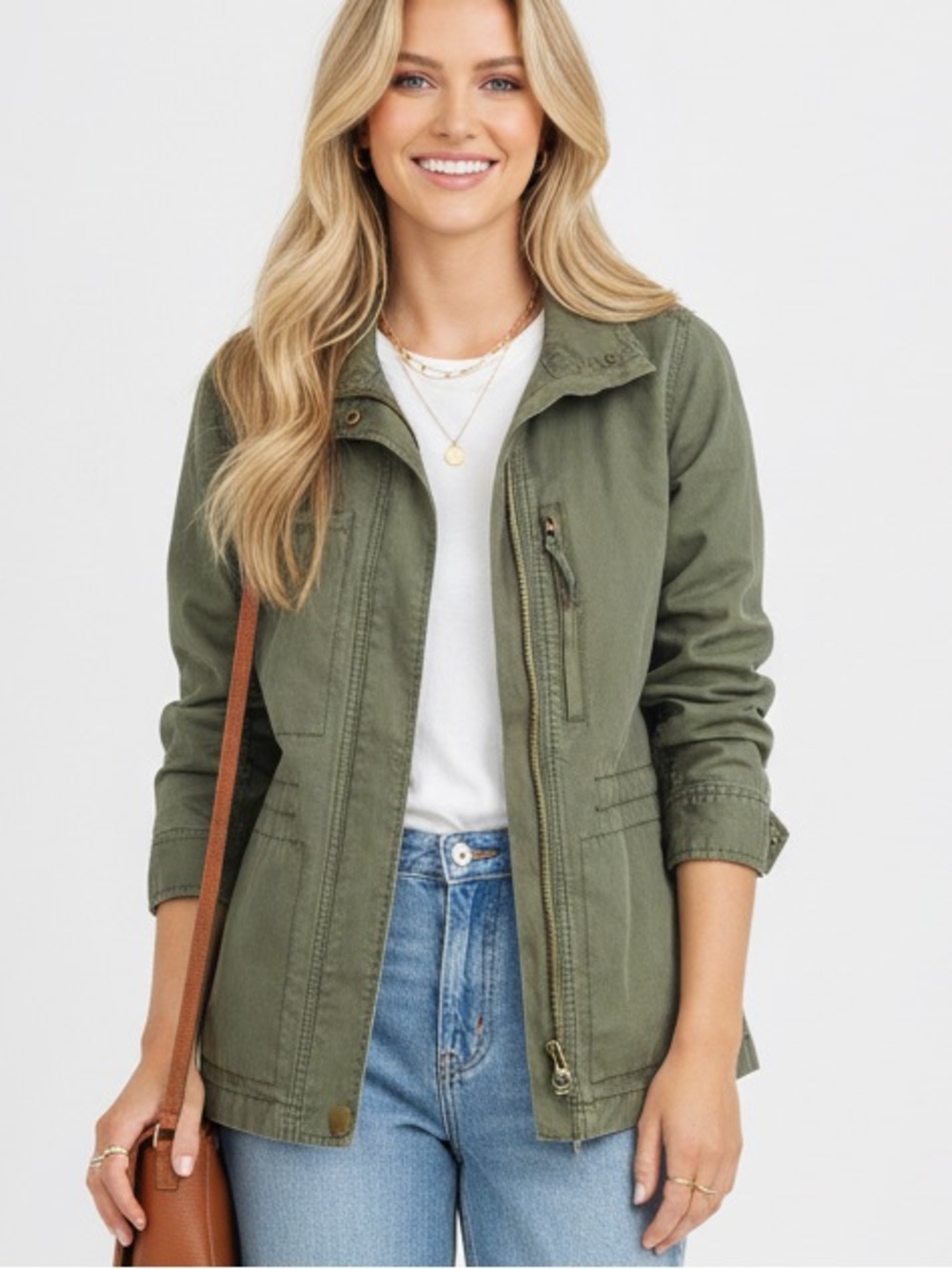 Madewell Olive Green Utility Zip Jacket